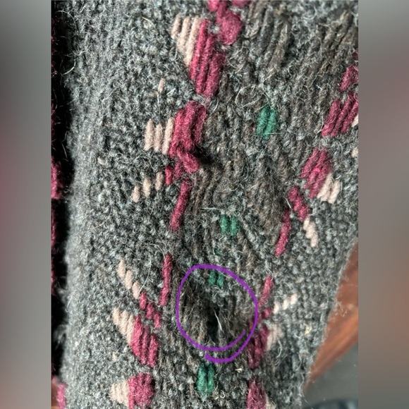 Vintage Ecuador Handmade 100% Wool Oversized Cardigan Sweater, Grey, SISANDINA - Picture 12 of 16